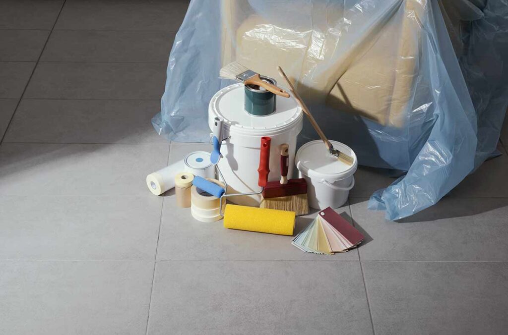 professional painting equipment on the floor